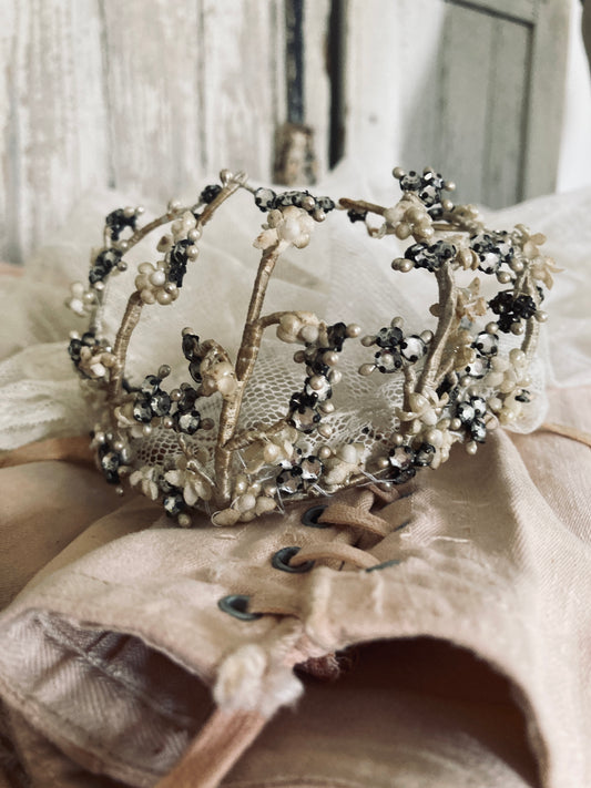 Achingly pretty antique christening crown and veil