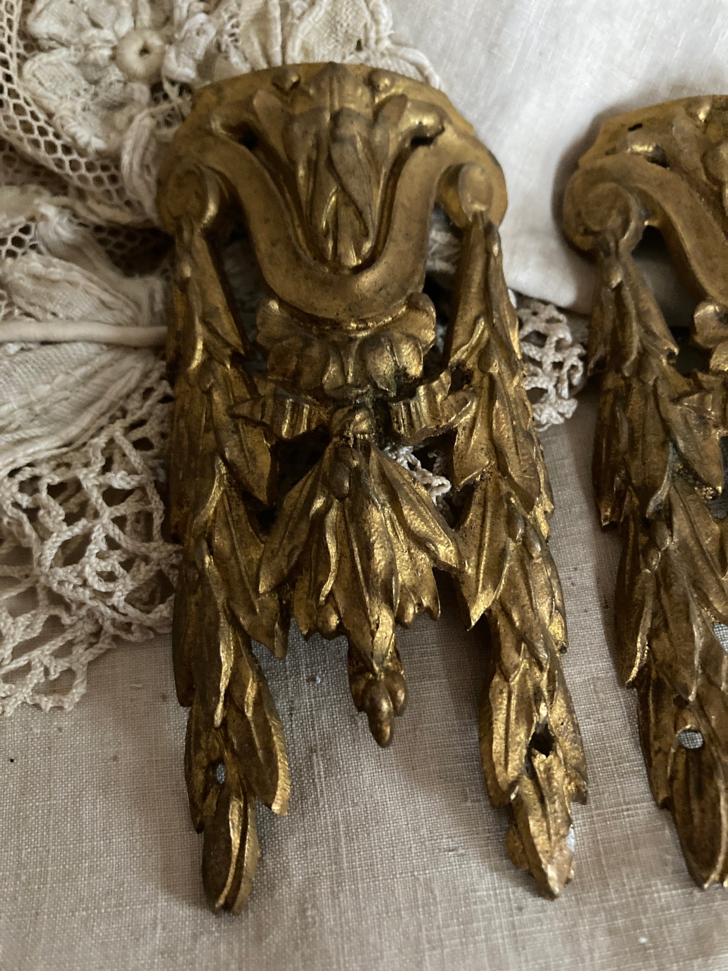 Pair of French antique ormulu mounts.