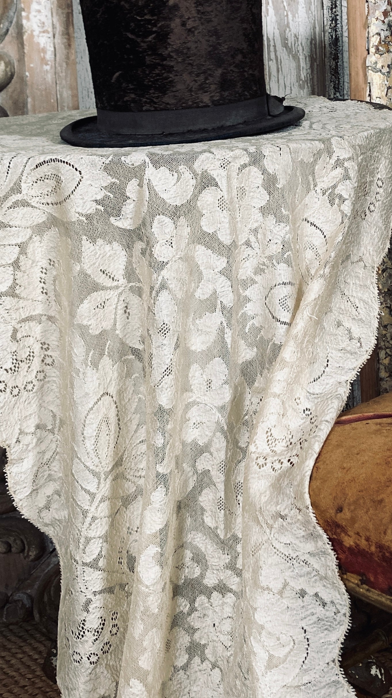 Stunning antique blonde lace shawl