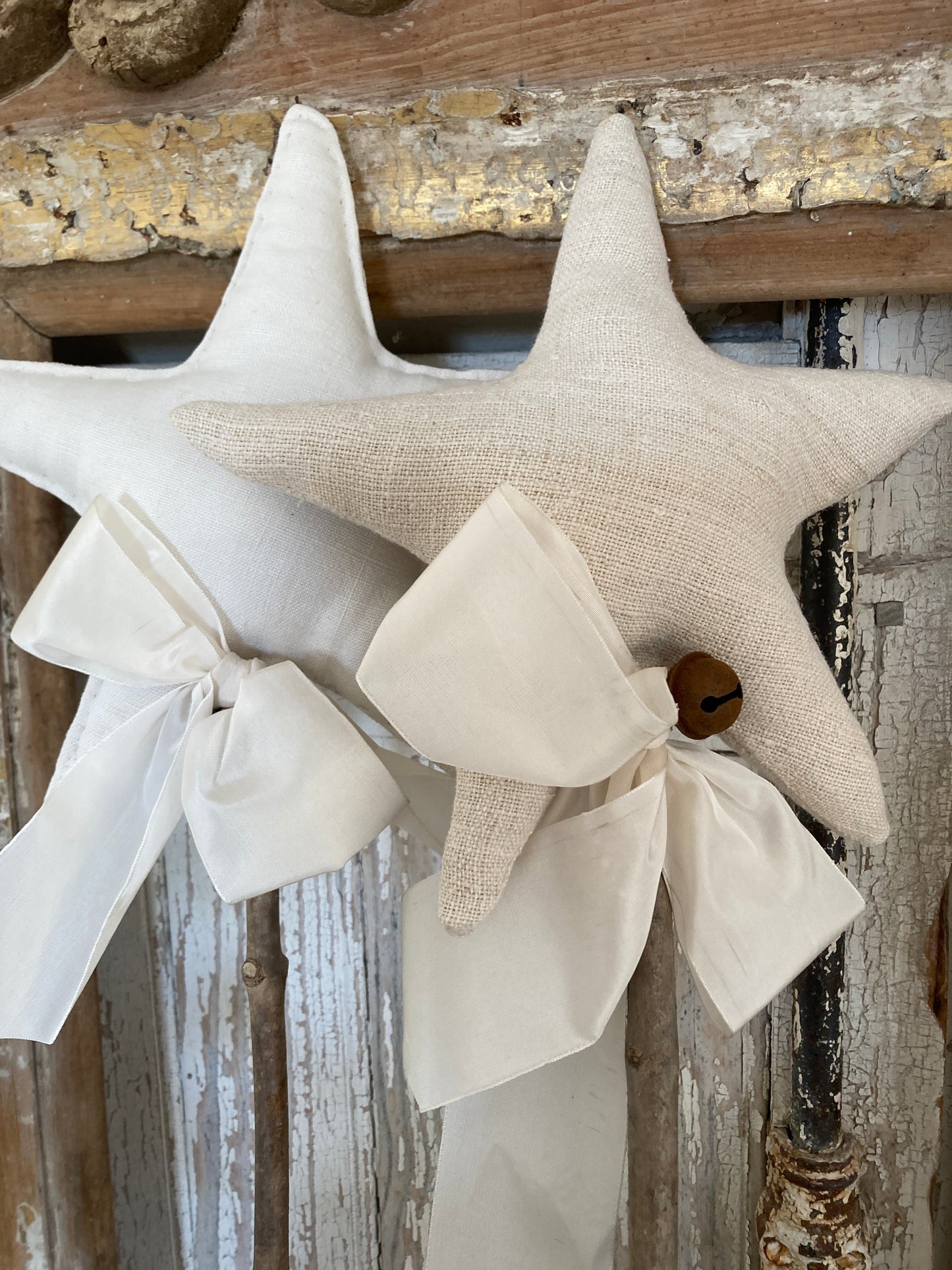 Old french linen stars on sticks