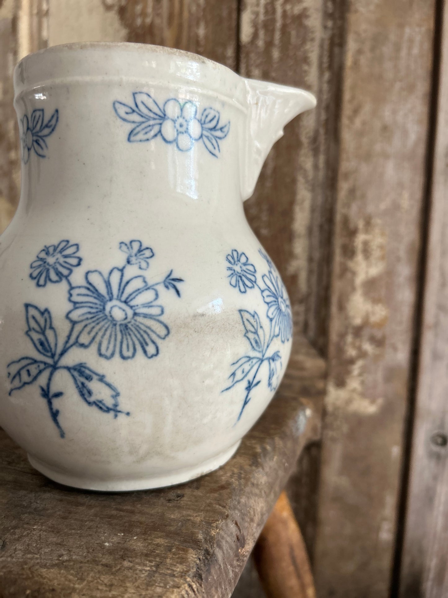 Antique french Saint-Uze earthenware french pitcher.