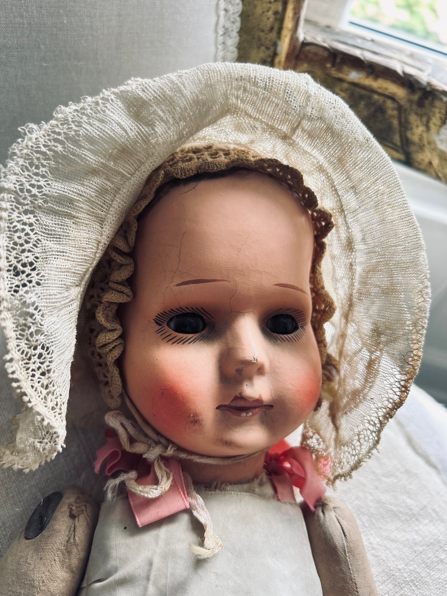 French girl with antique bonnet