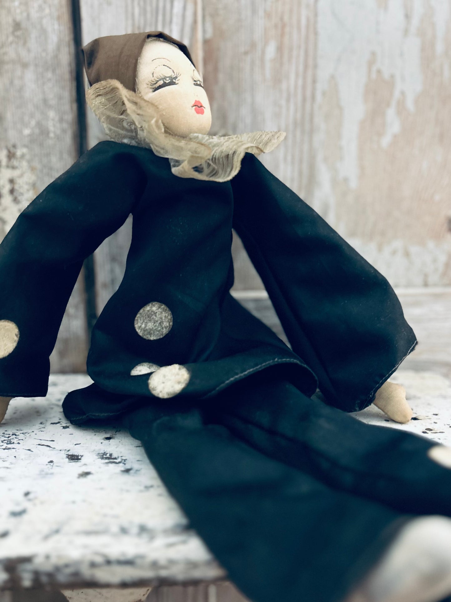 Vintage pierrot boudoir doll 1950s