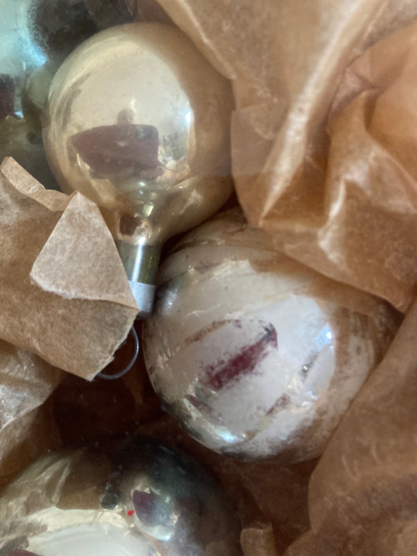 Vintage Christmas baubles blue tones.