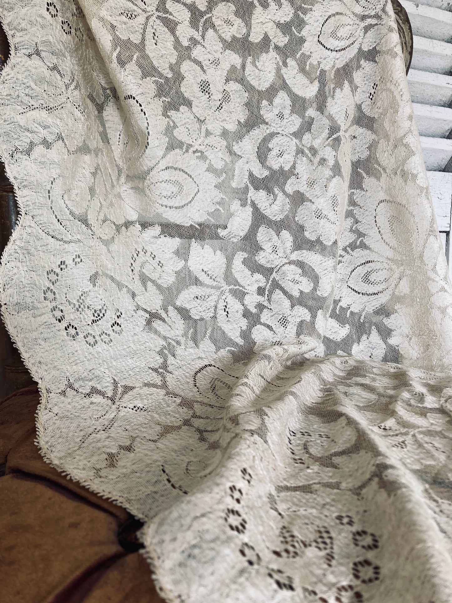 Stunning antique blonde lace shawl