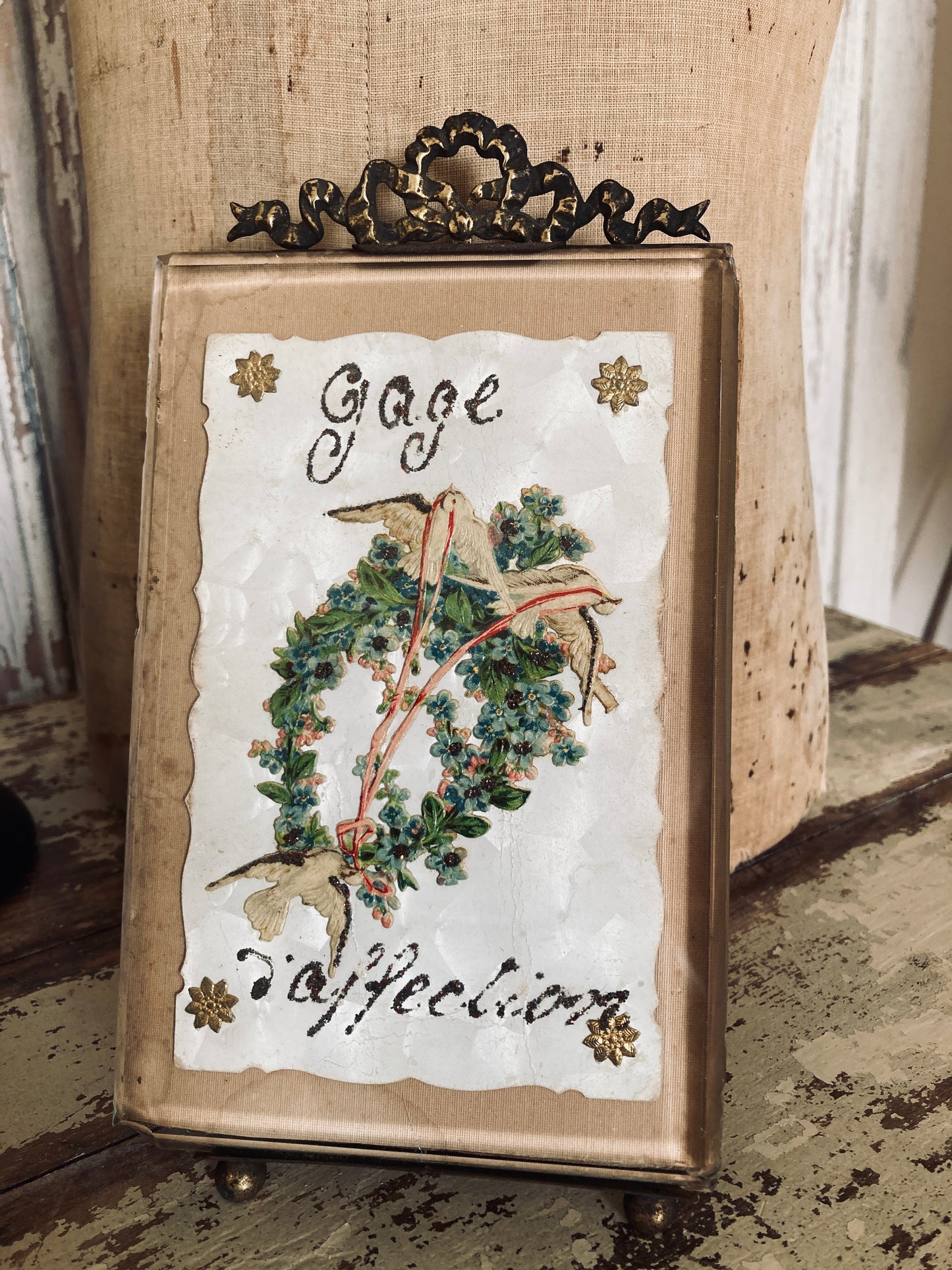 Antique french glass picture frame no 2.