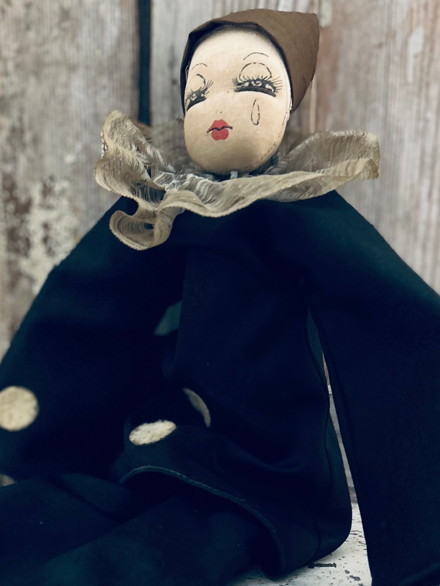 Vintage pierrot boudoir doll 1950s