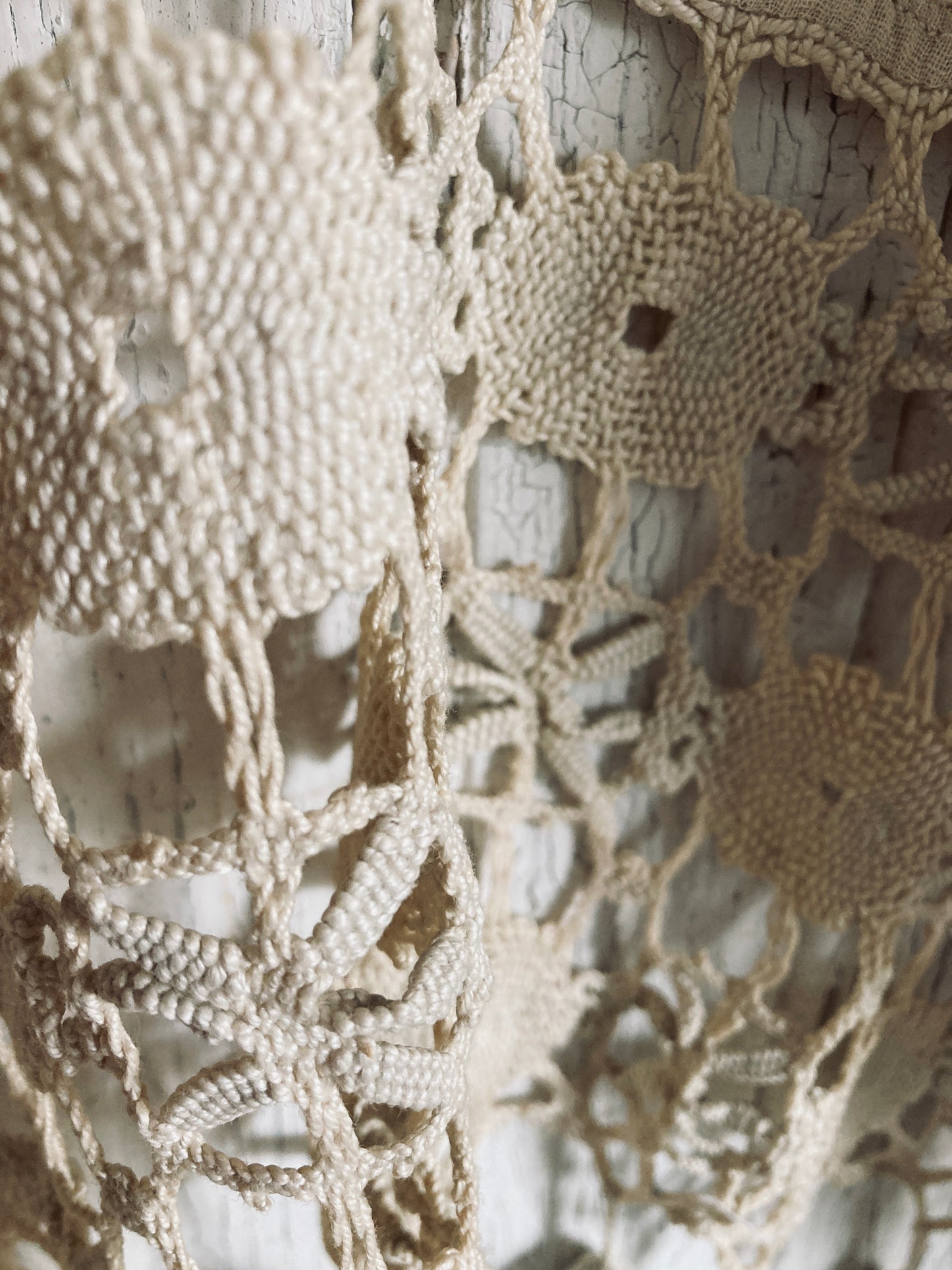 French cafe curtain with divine grape crochet tassels.