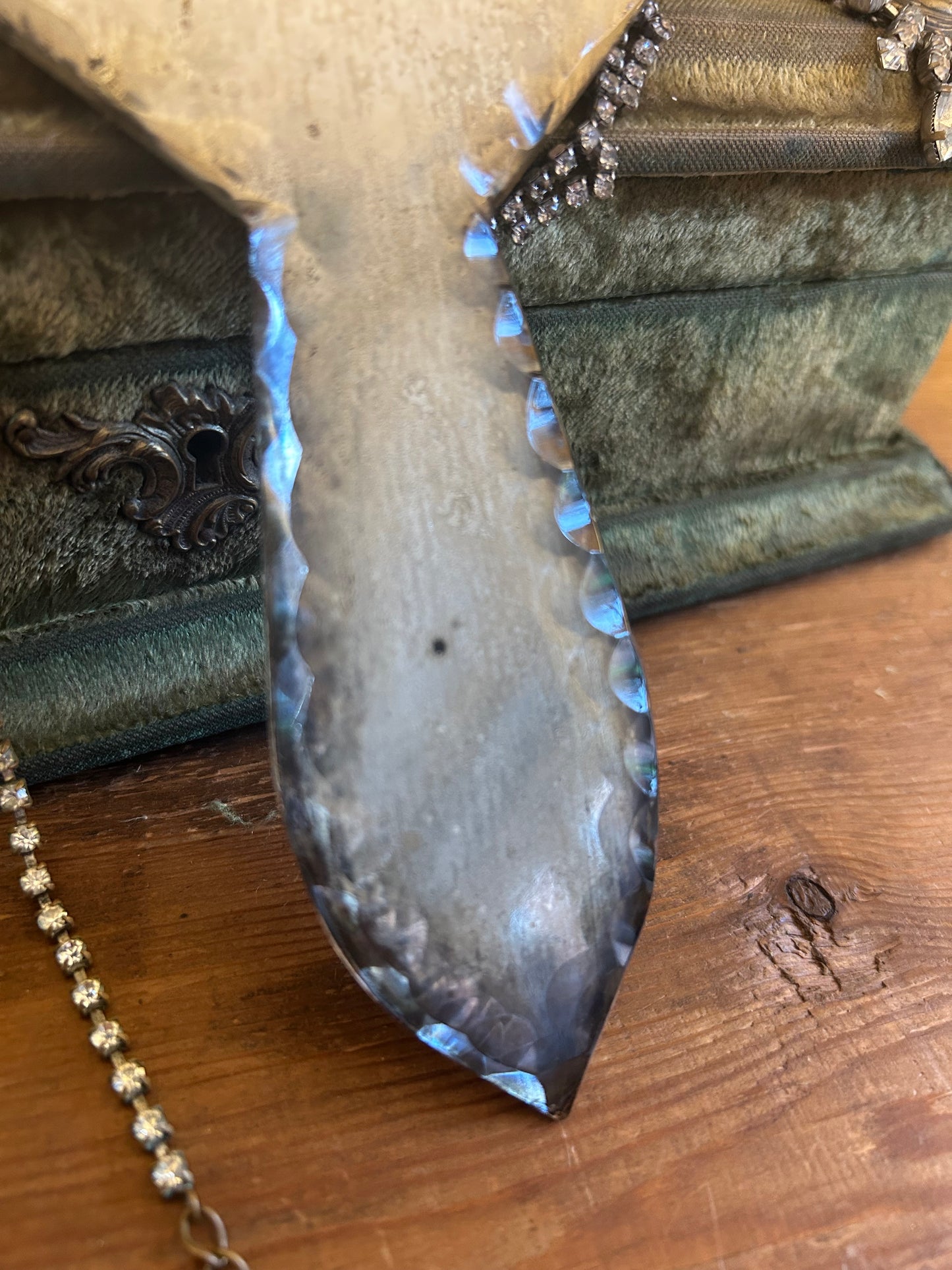 Small antique hand held french mirror
