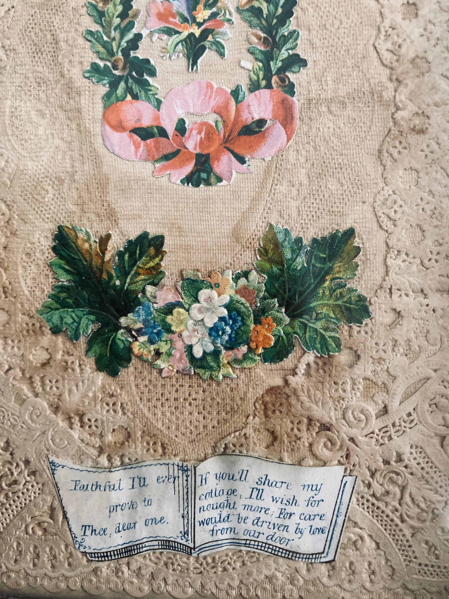 Victorian framed Valentine/ love token paper lace.