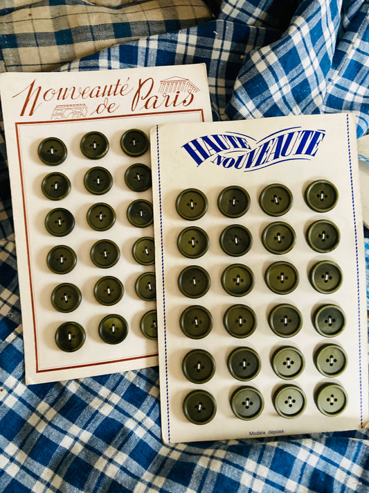 Vintage olive green french buttons.