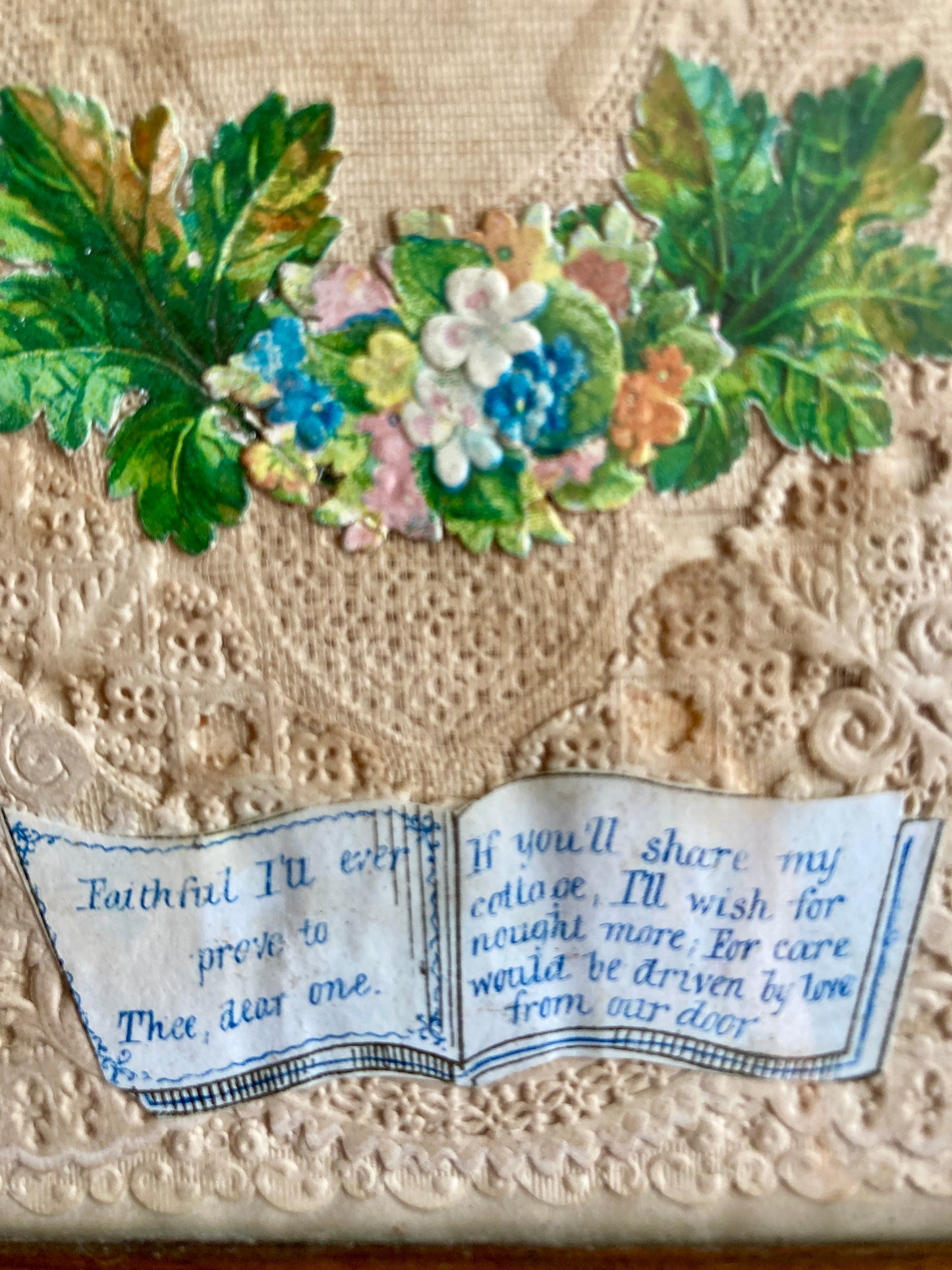 Victorian framed Valentine/ love token paper lace.