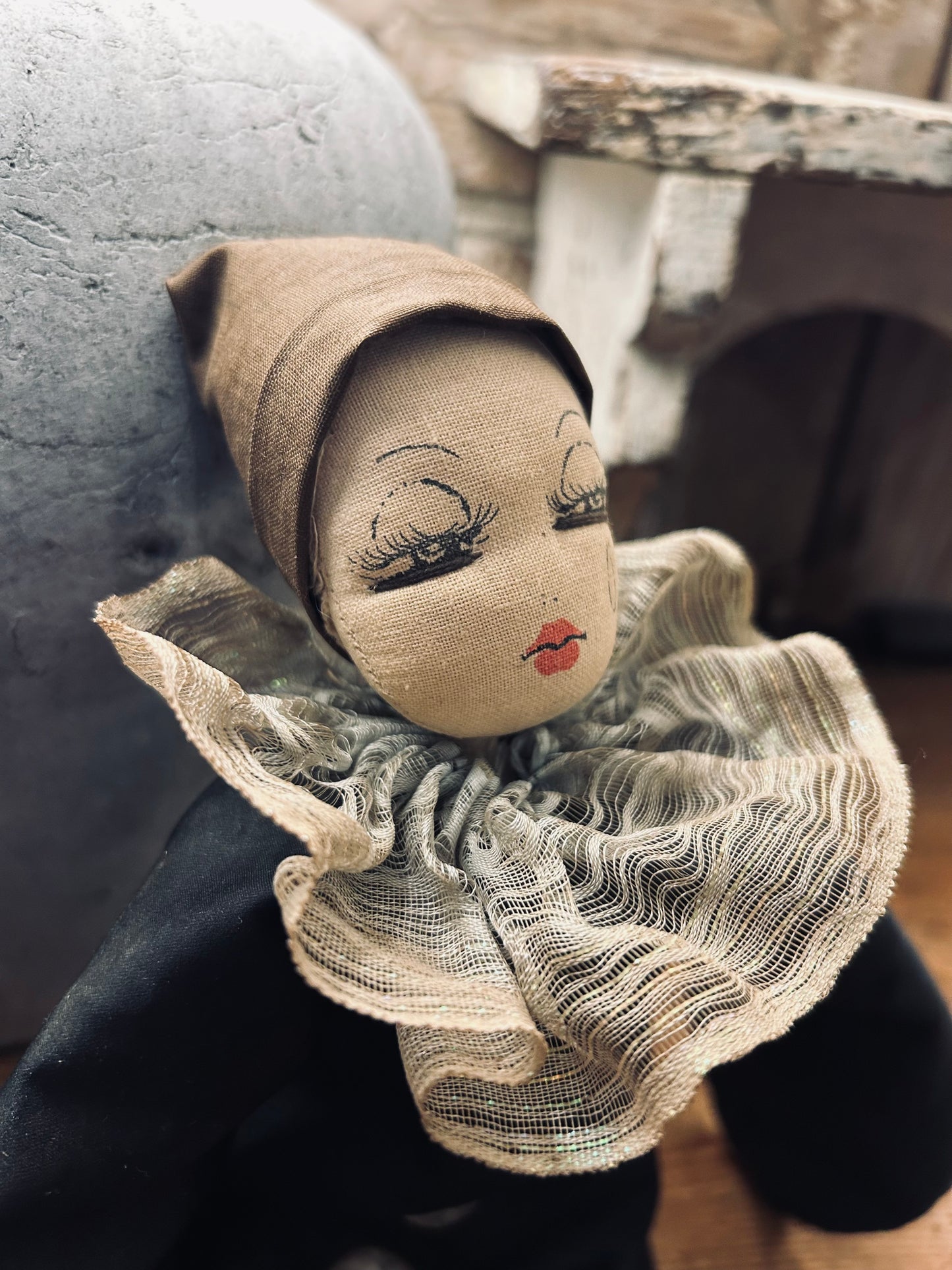 Vintage pierrot boudoir doll 1950s
