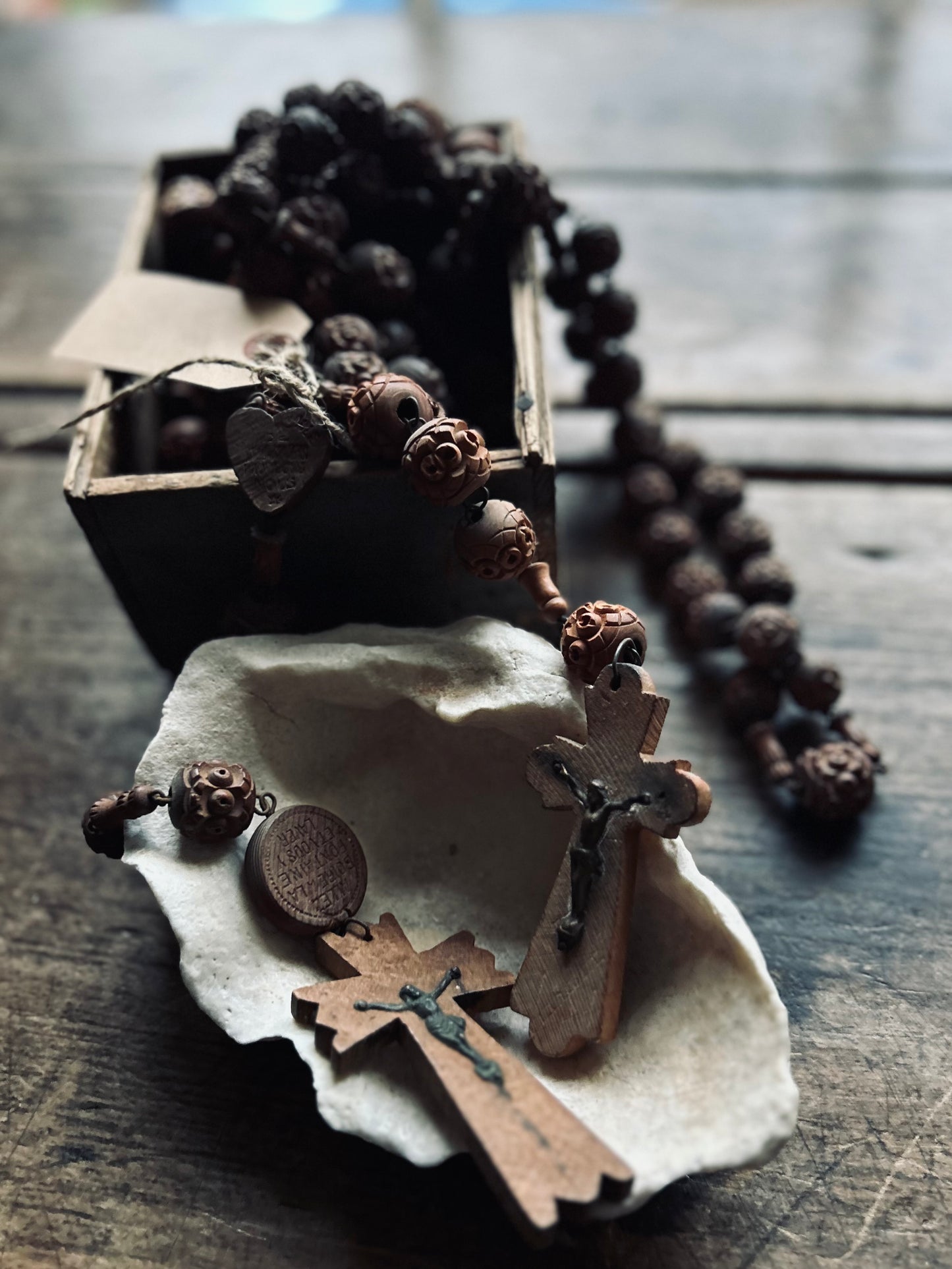 Antique french religious large rosary.