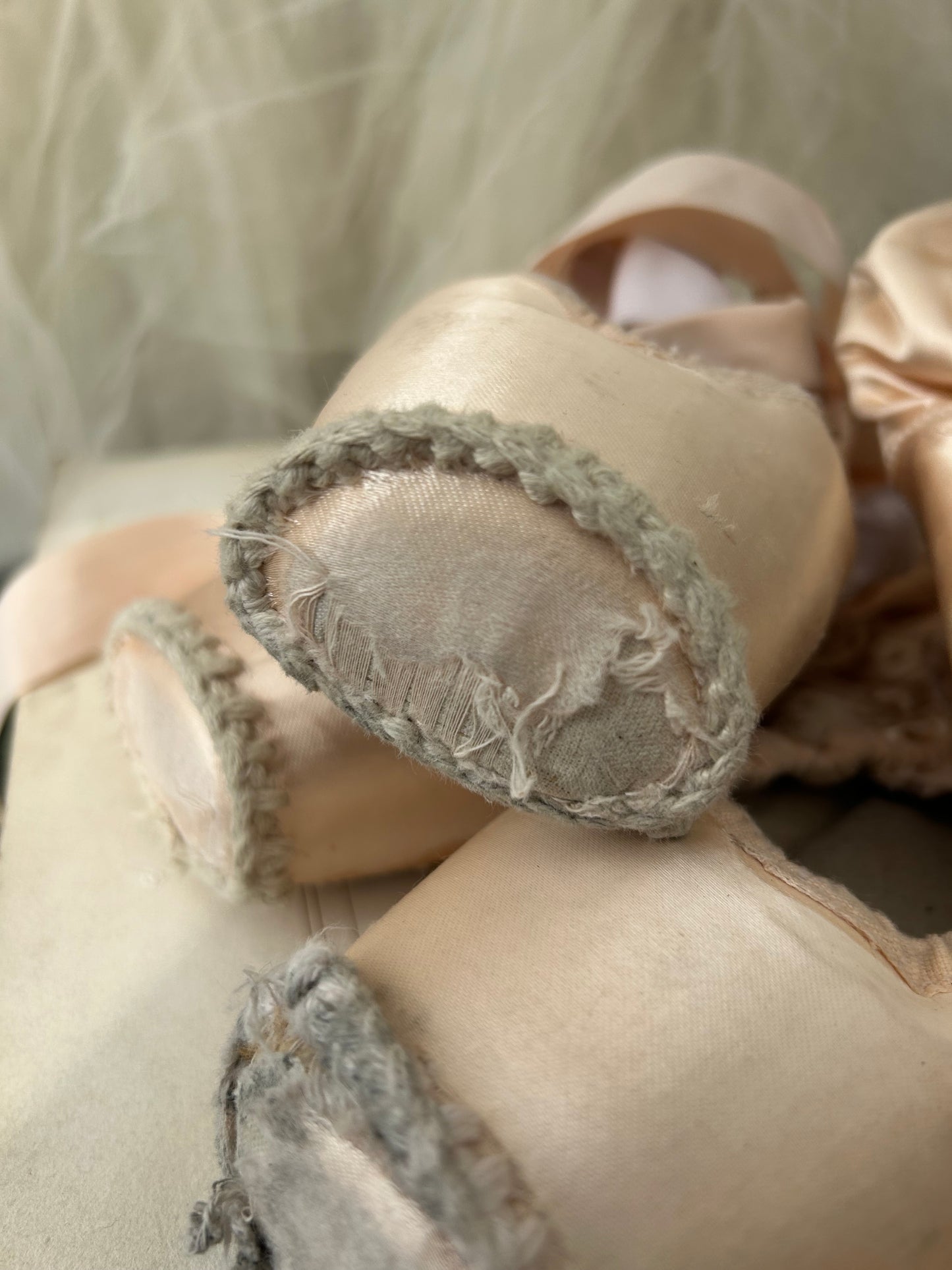 Two pairs of deliciously tatty old ballet pointes