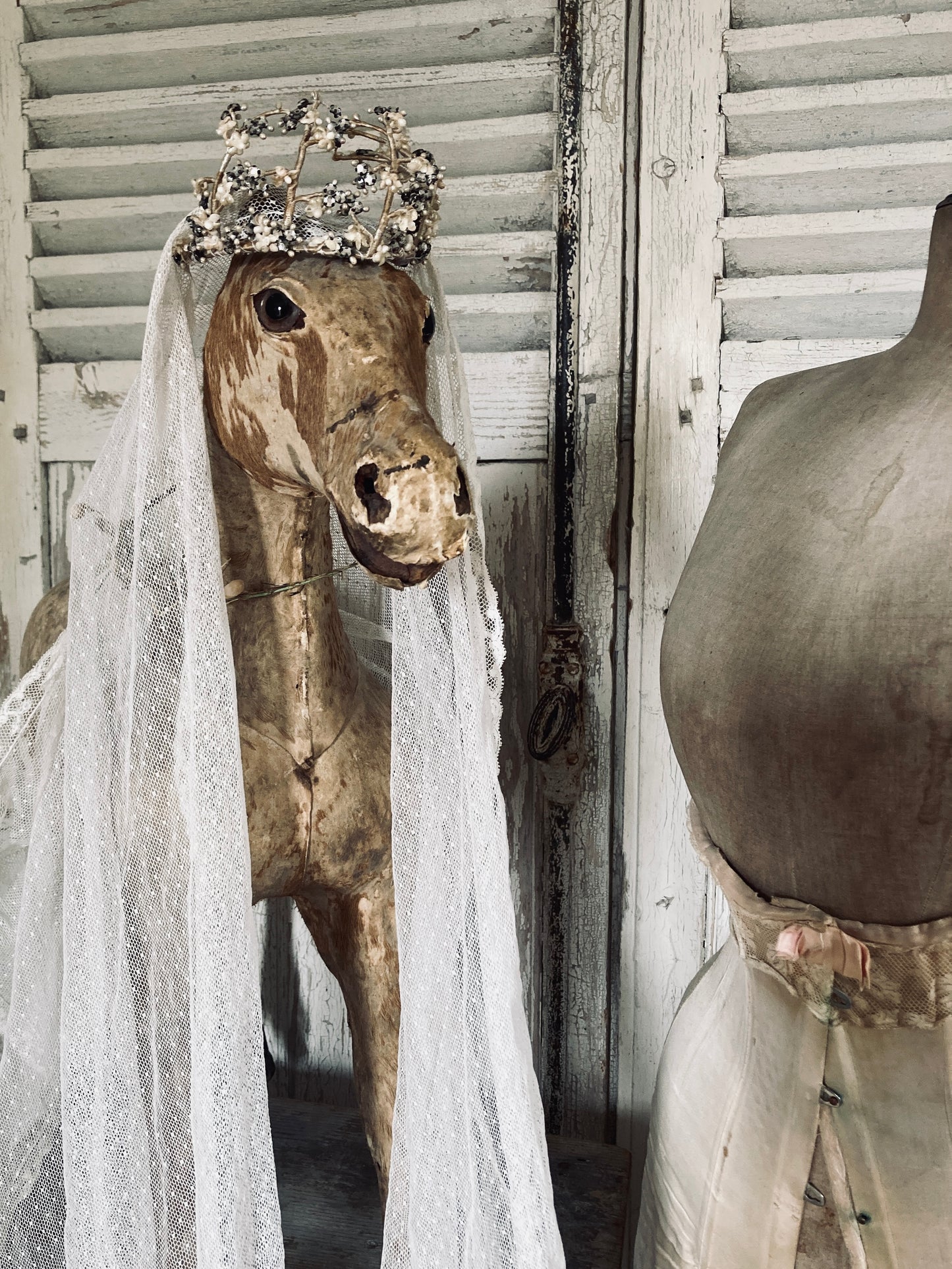 Achingly pretty antique christening crown and veil