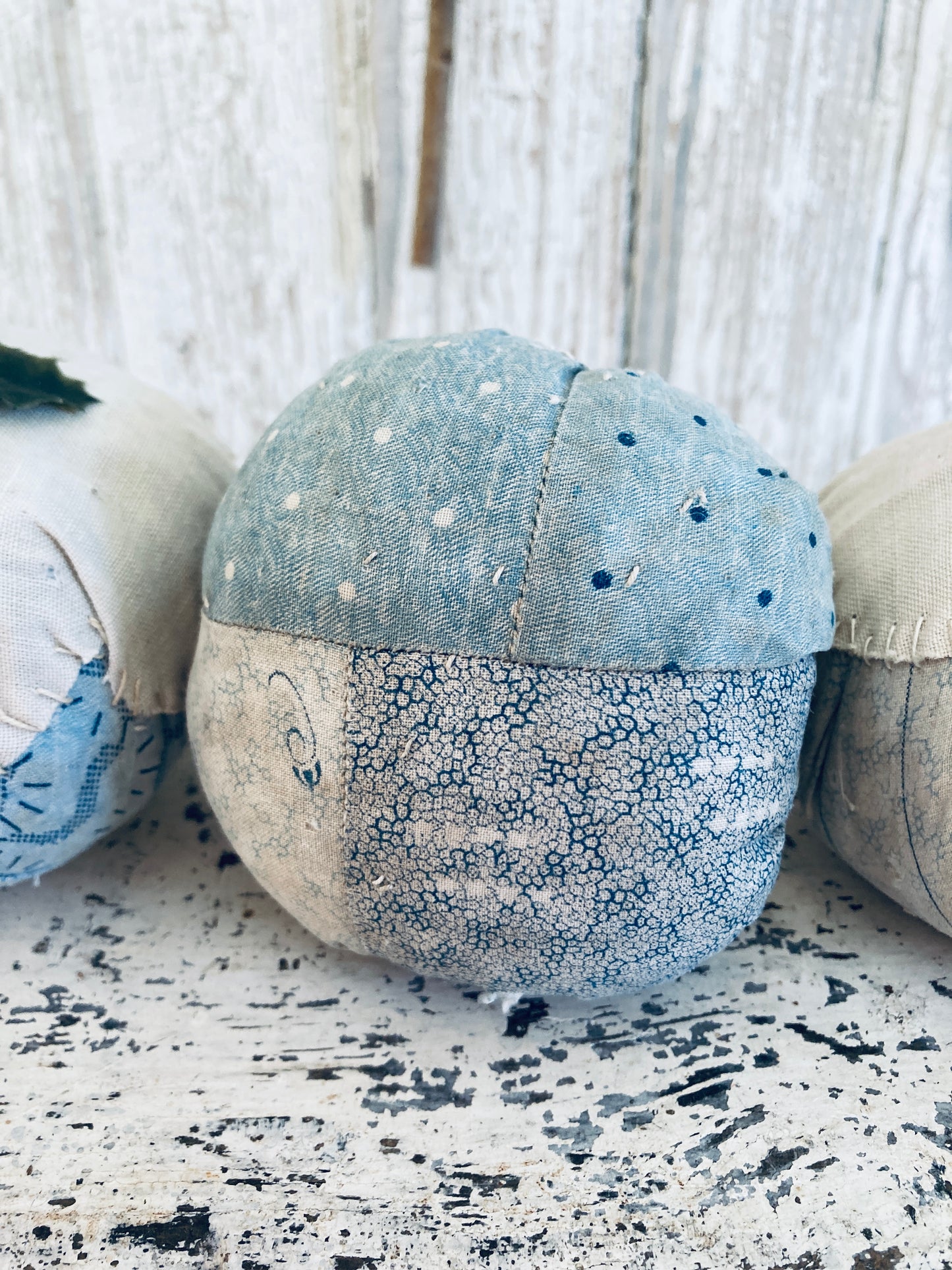 Trio of Christmas antique patchwork plum puddings