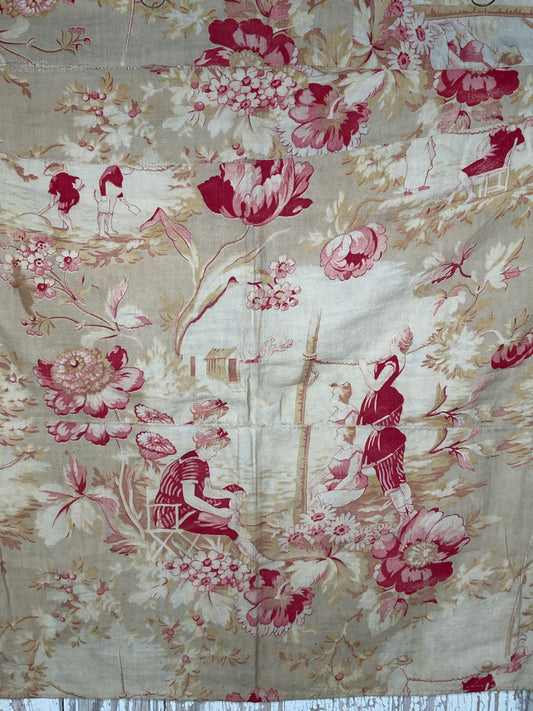 Rare french early french toile textile.