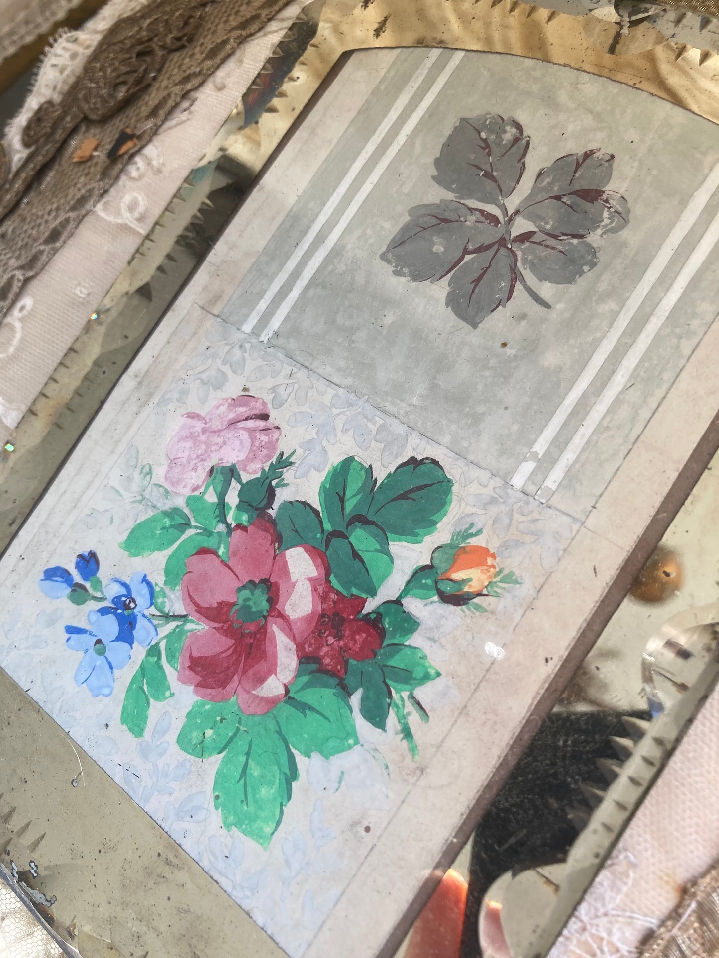 Handpainted framed nineteenth century Roses