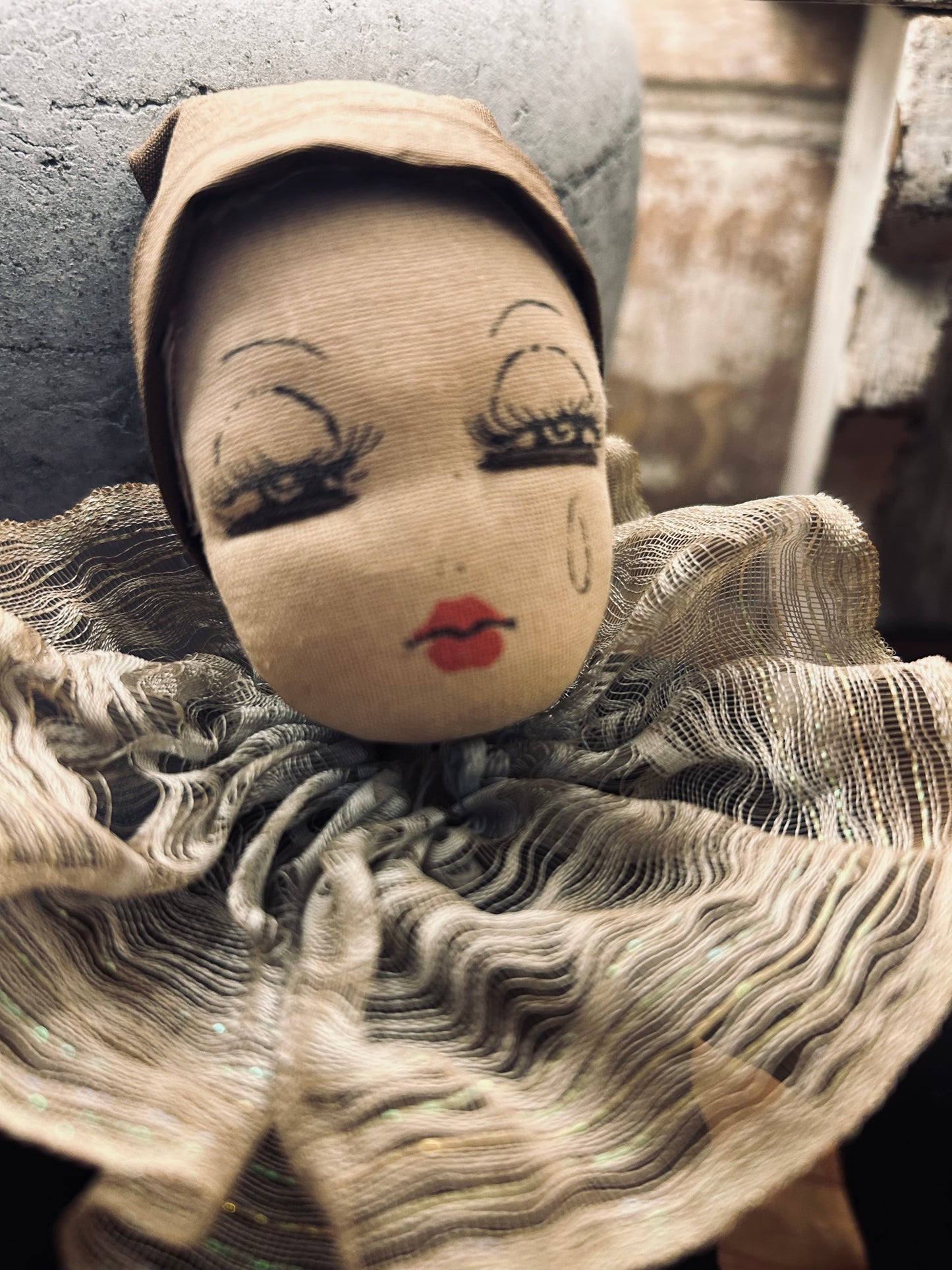 Vintage pierrot boudoir doll 1950s