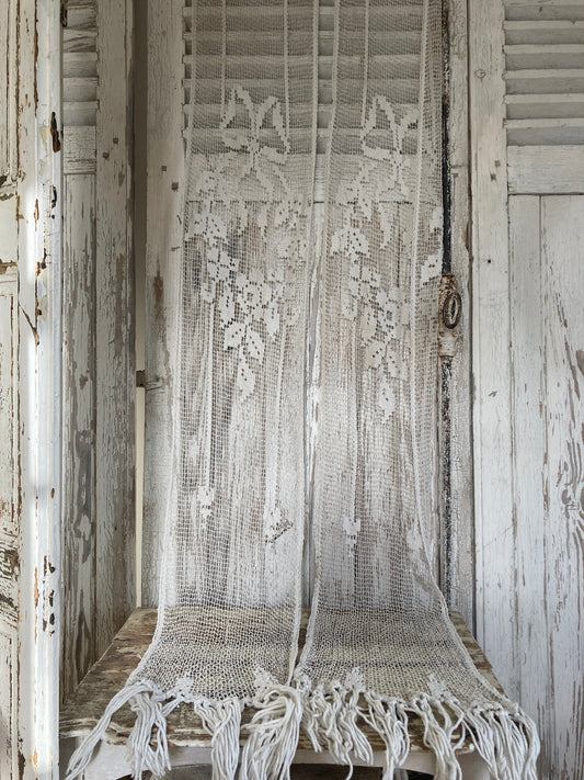 A pair of Antique French crochet / filet lace panels