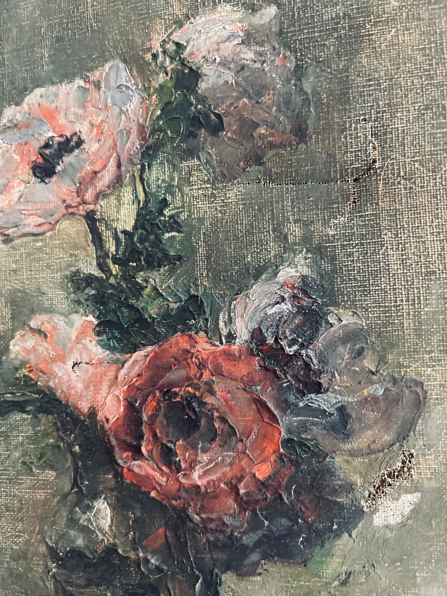 Impasto french peonies oil on canvas