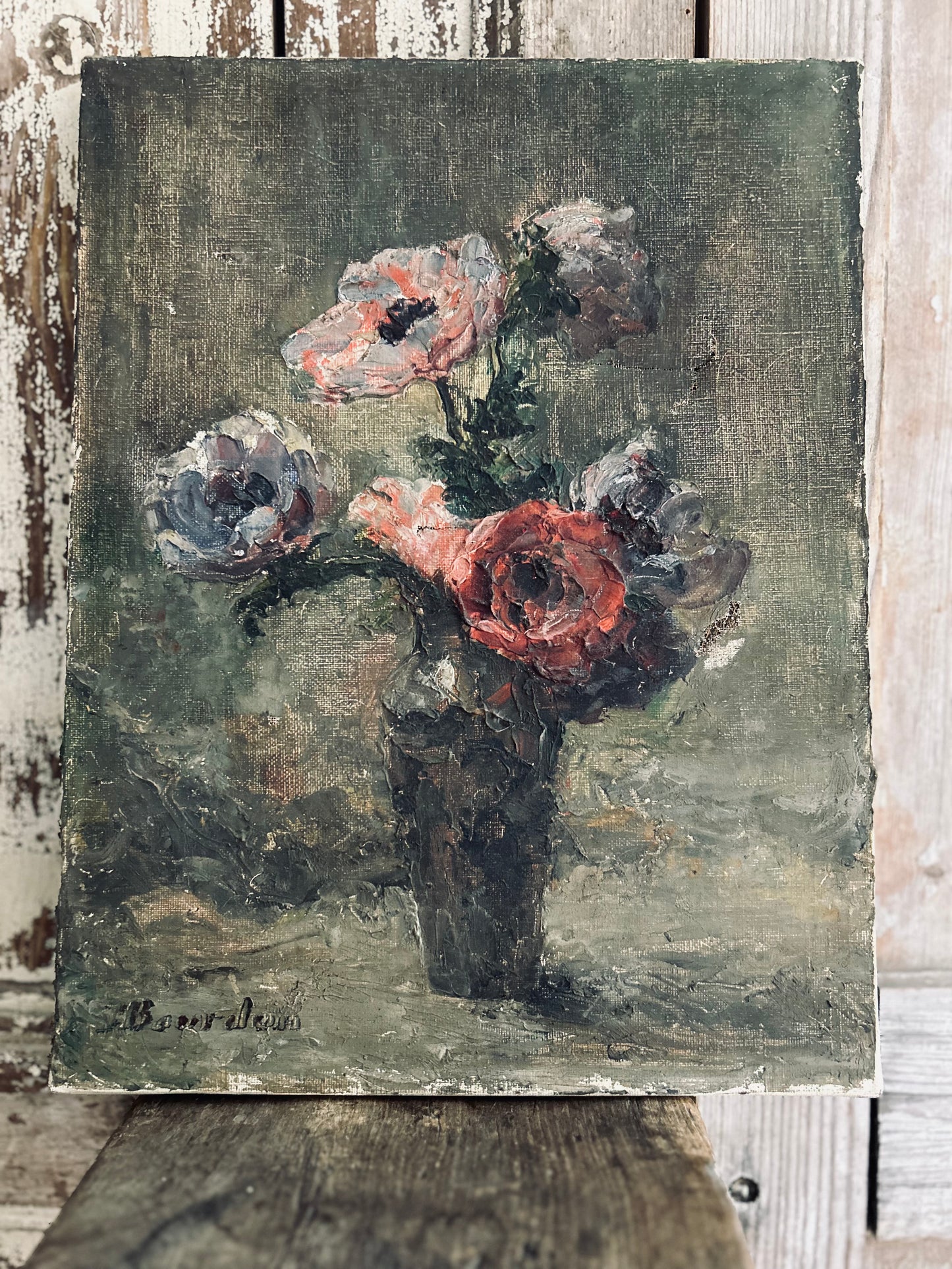 Impasto french peonies oil on canvas