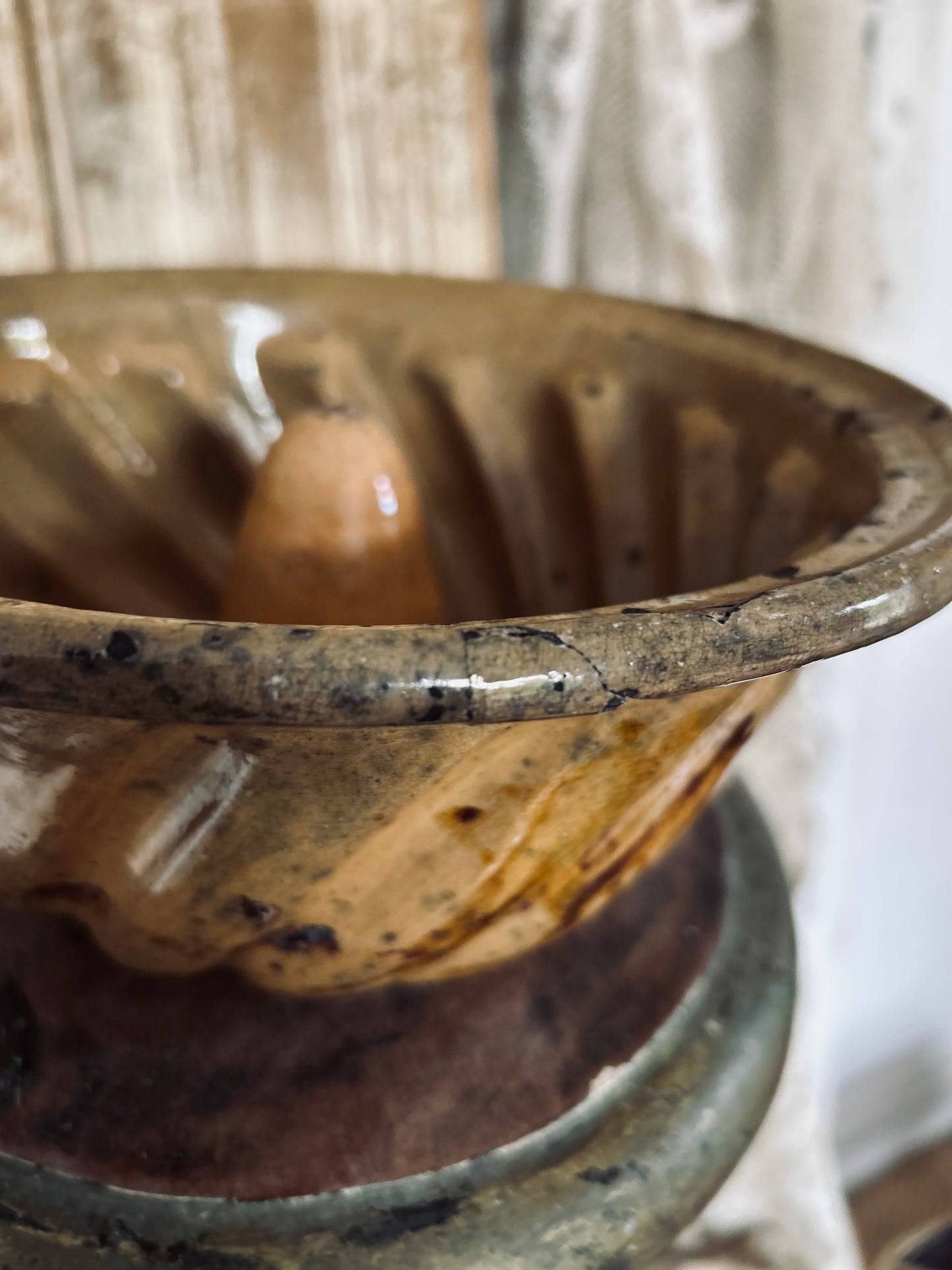 Antique rustic glazed french baking mold