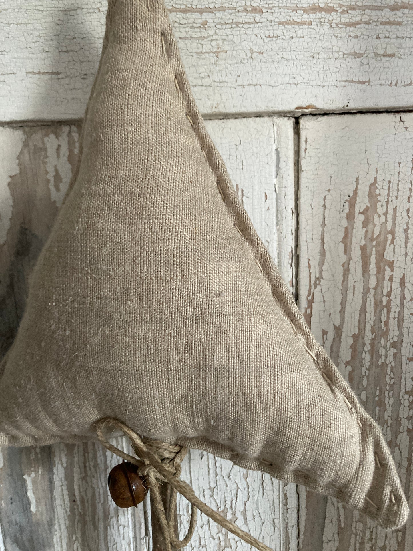 Charming Old french linen hanging christmas trees.