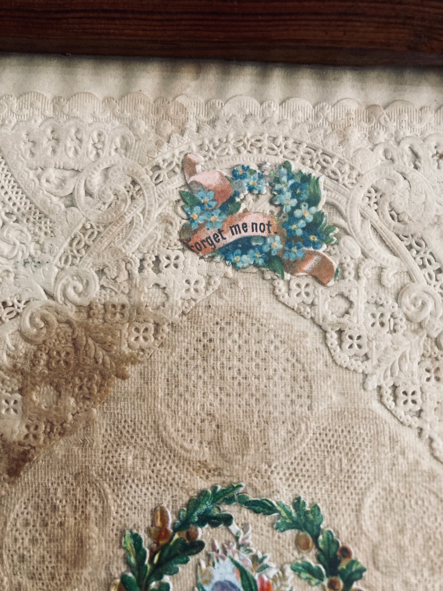Victorian framed Valentine/ love token paper lace.