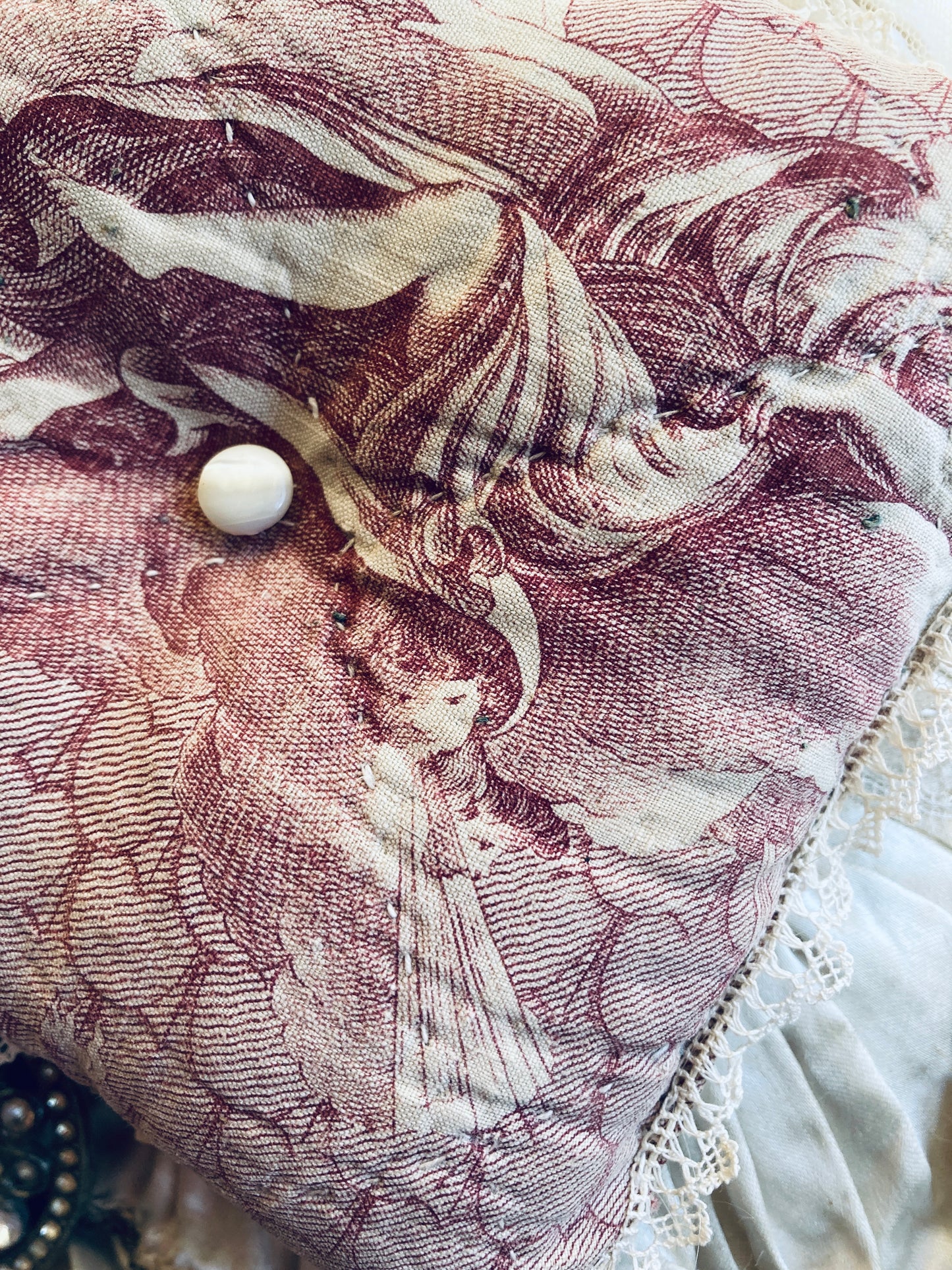 Antique french toile and lavender filled.