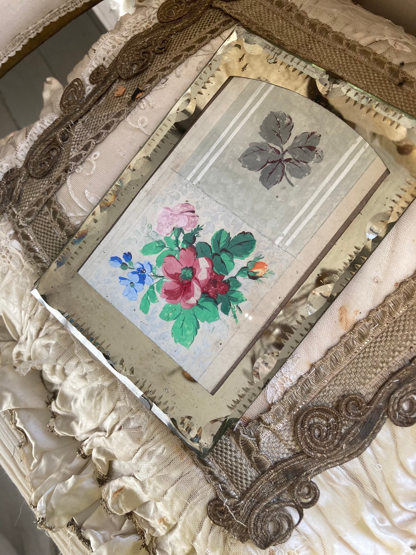 Handpainted framed nineteenth century Roses