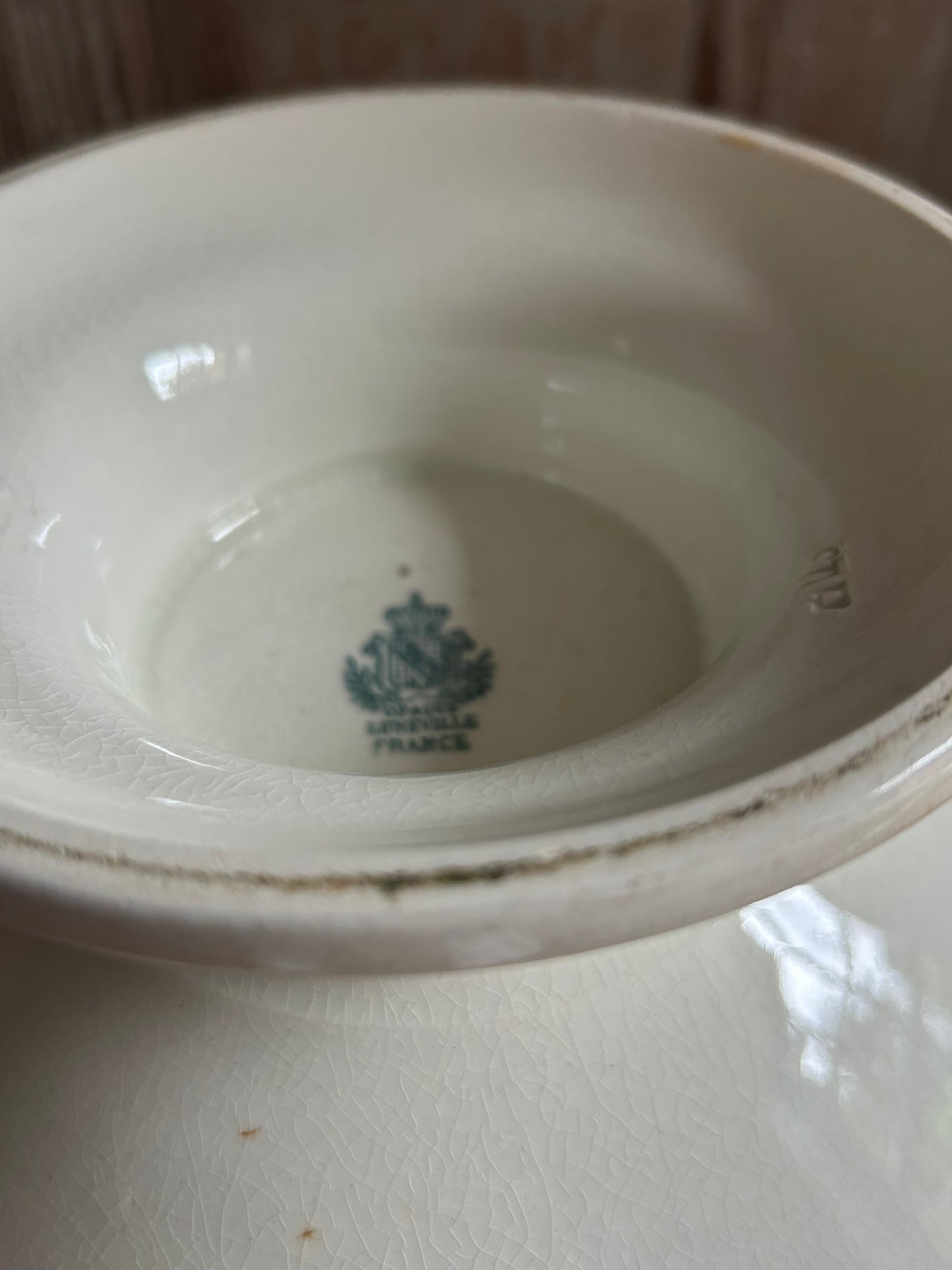 Large old white french soupier.