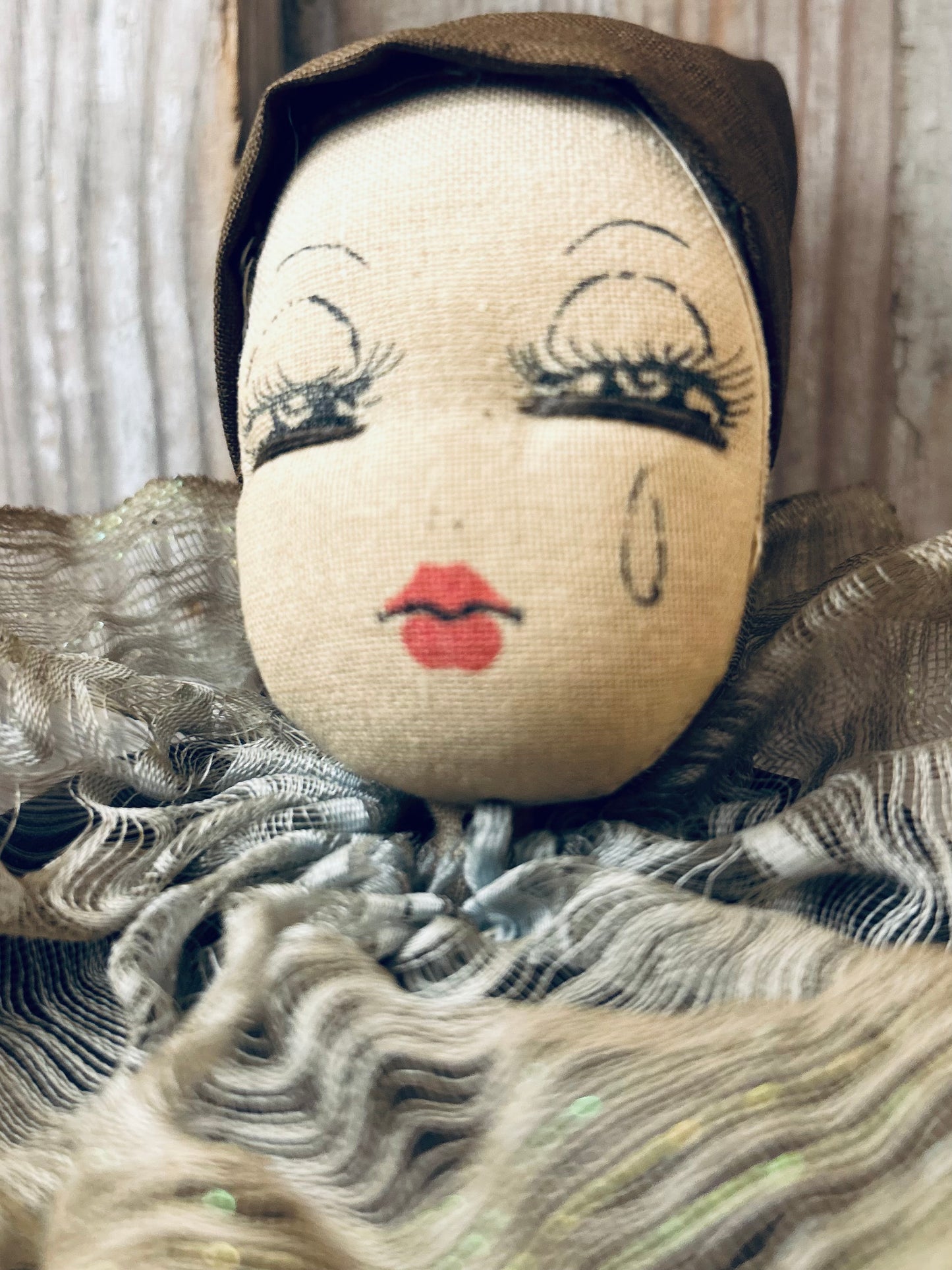Vintage pierrot boudoir doll 1950s