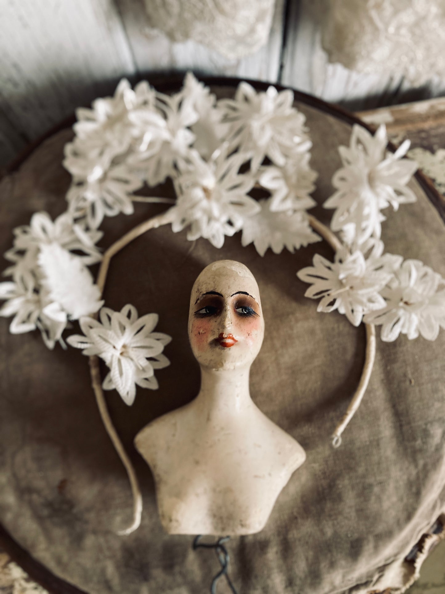 1910s antique french flower crown.