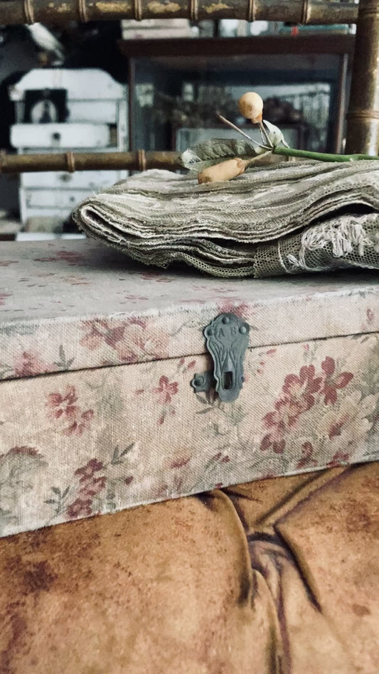 French antique textile covered box